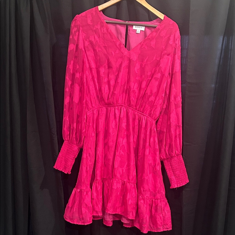 EVEREVE Vibrant Pink Long Sleeve Dress